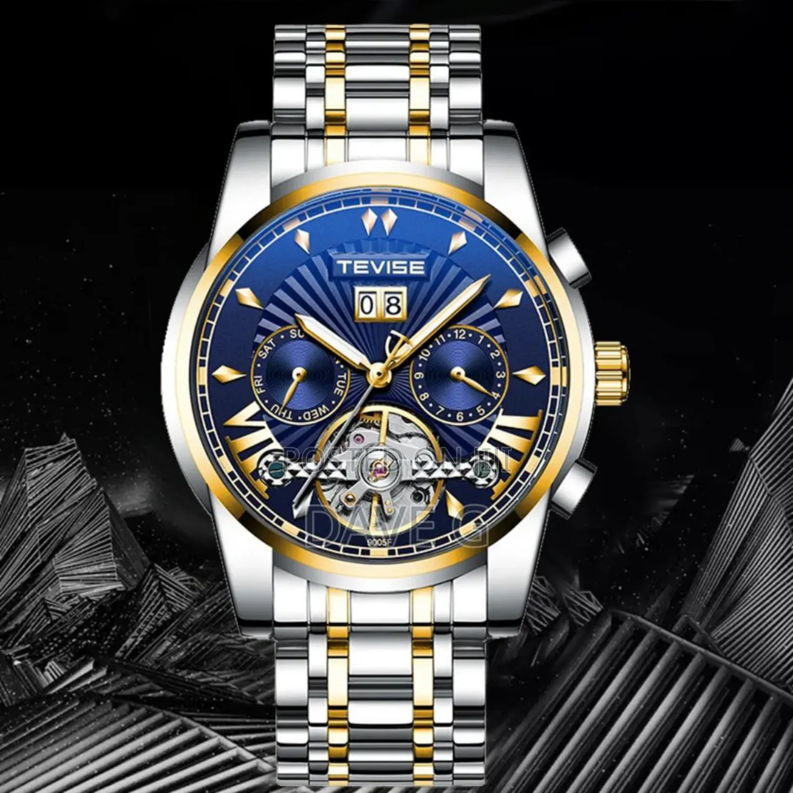 Top Luxury Brand Tevise Automatic Men Watch Stainless Steel Tourbillon