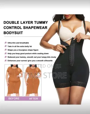 3-Bones Triple-Breasted High-Waisted Elastic Body Shaper /ሼፕዌር