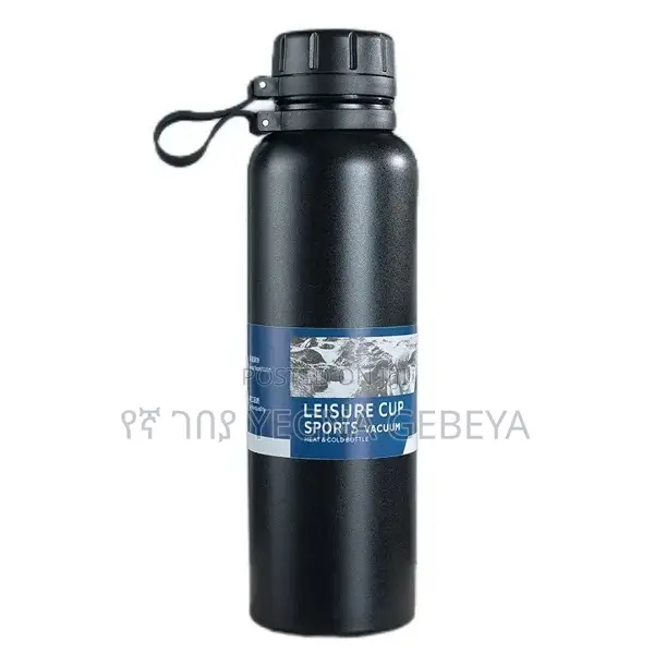 Stainless Steel Vacuum Flask 1200ml Black Hot Cold Thermos Bottle