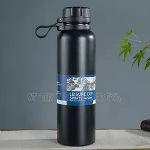 Stainless Steel Vacuum Flask 1200ml Black Hot Cold Thermos Bottle