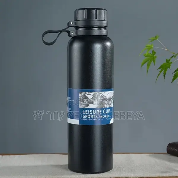 Stainless Steel Vacuum Flask 1200ml Black Hot Cold Thermos Bottle