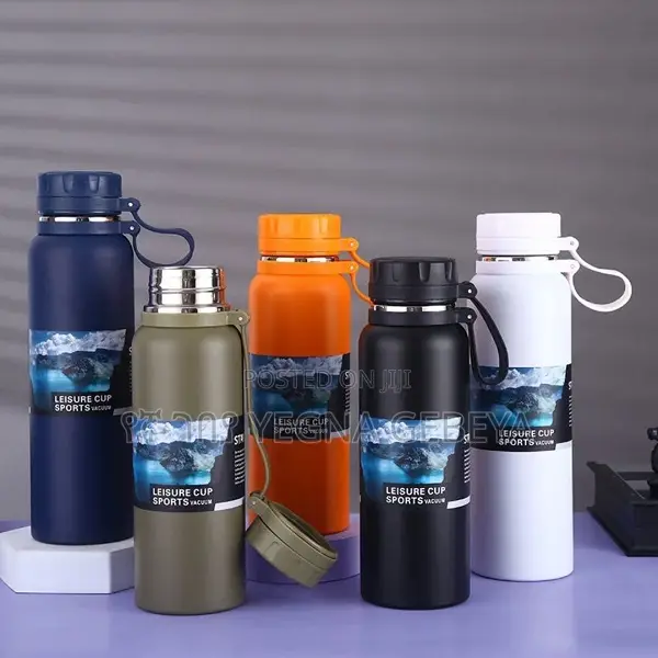 Stainless Steel Vacuum Flask 1200ml Black Hot Cold Thermos Bottle