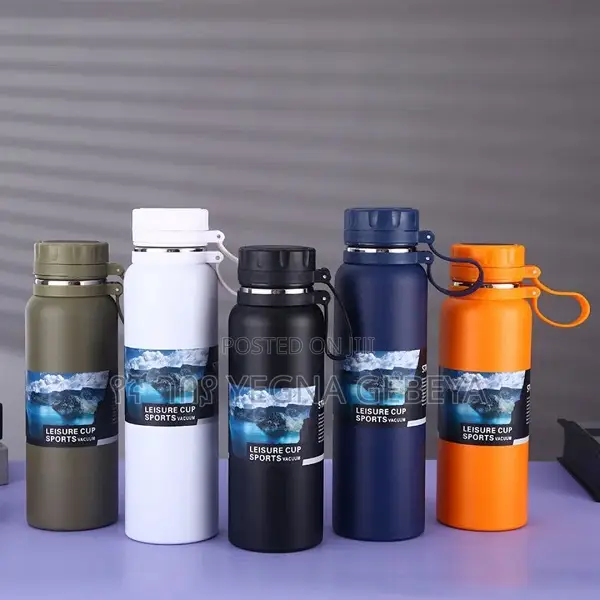 Stainless Steel Vacuum Flask 1200ml Black Hot Cold Thermos Bottle