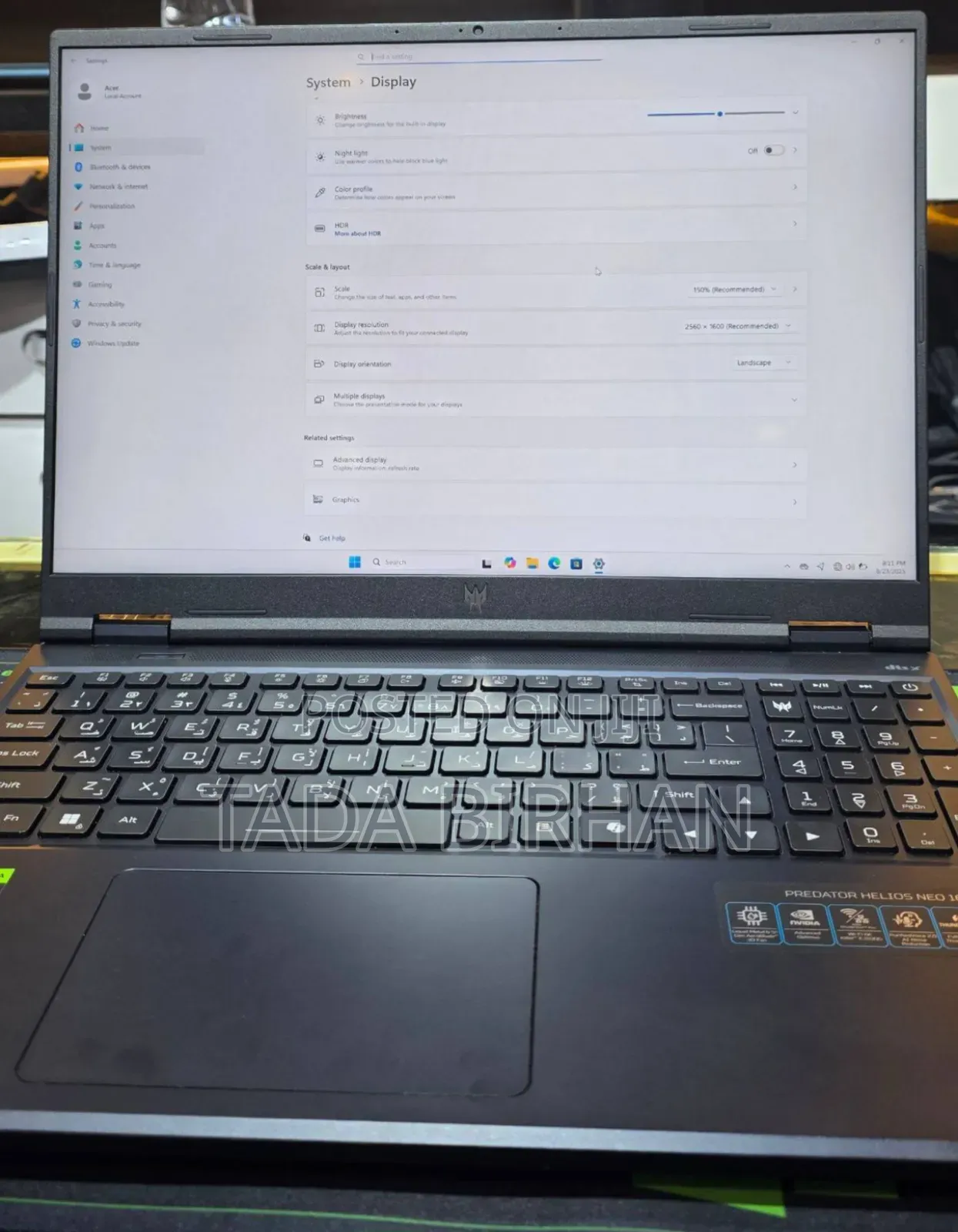 New Laptop Acer Predator Helios Neo 16 16GB Intel Core I9 SSD 1T