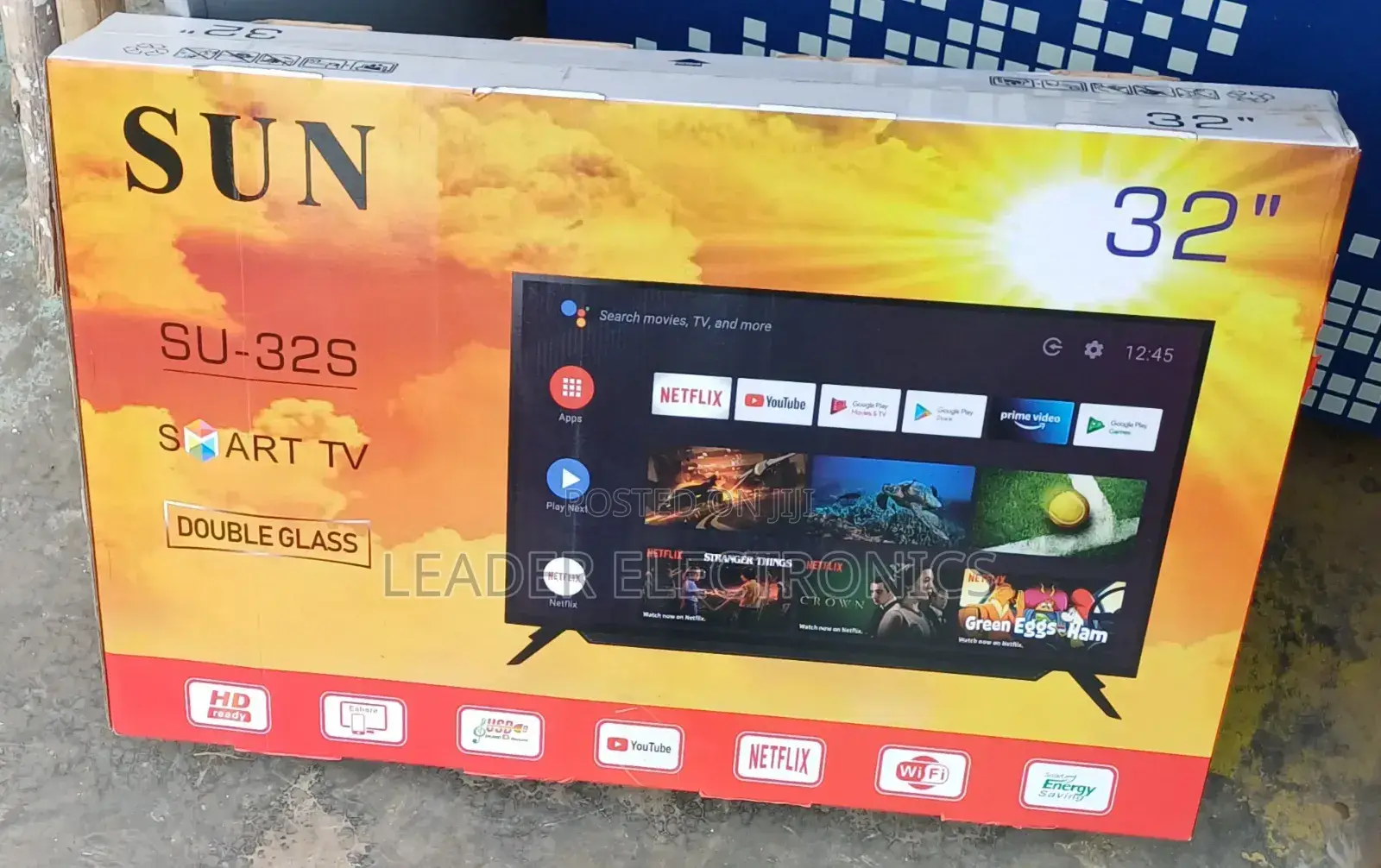 Sun Tv 32" Smart Android Tv New 2025 Double Glass Tv