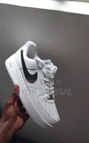 Photo - White Air Force 1 With Black Swoosh