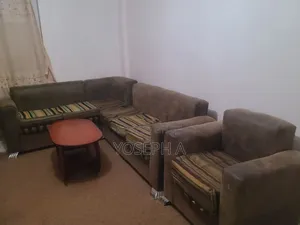 Photo - L-Shaped Sofa + 4 Chairs + 1 Table