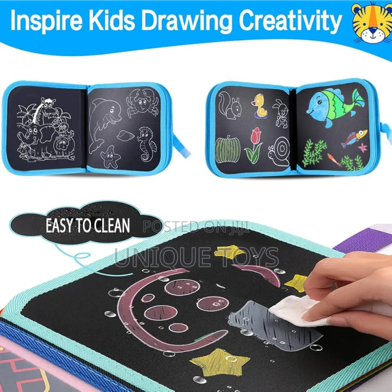 Rainbow Children's Drawing Book (6 Pages): 6 Pens 1 Wet Wipe