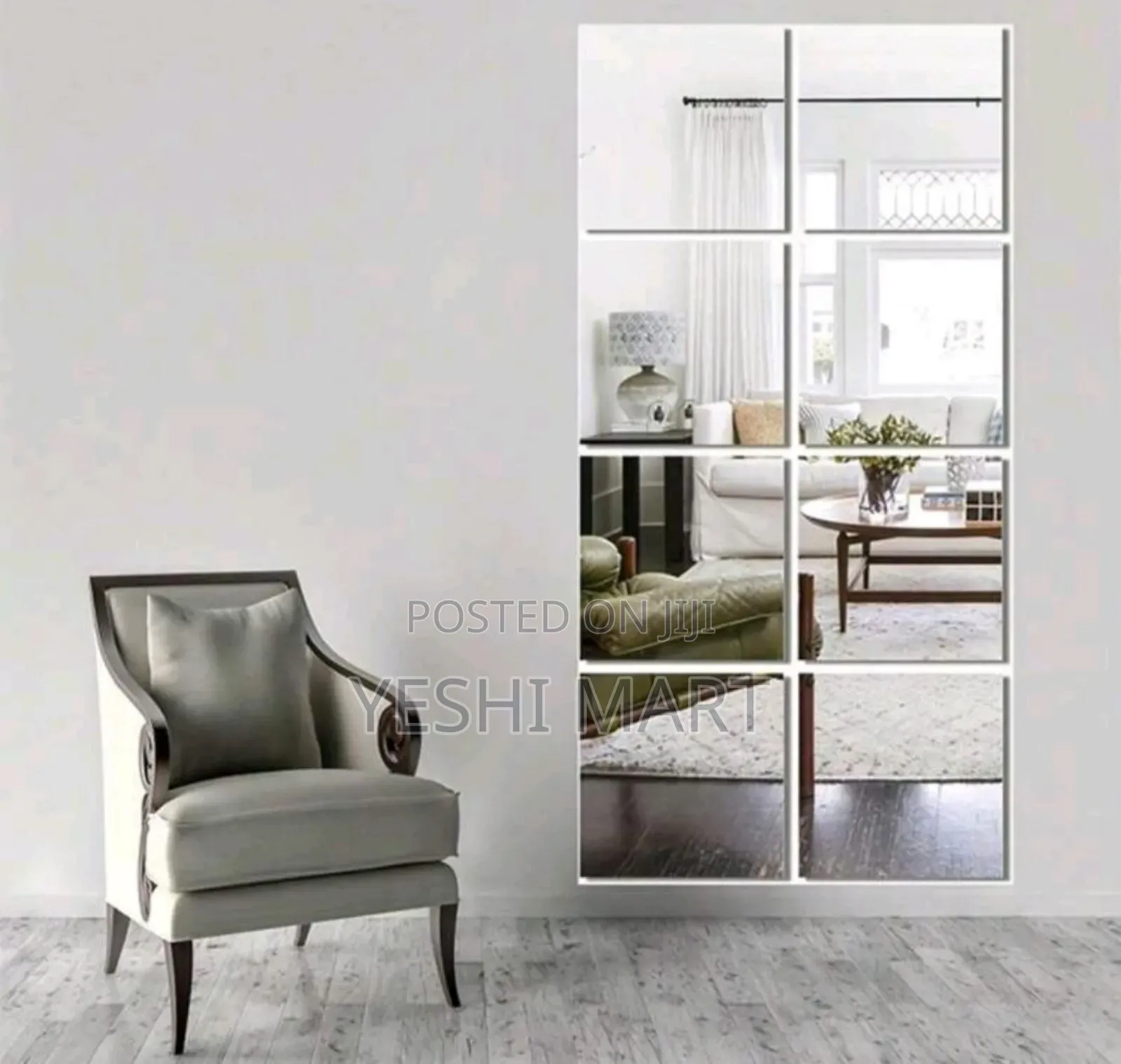 Acrylic Mirror Wall Tiles Shatterproof Self-Adhesive Decor for Living