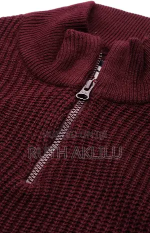 Burgundy Half Zipper and High Neck Sweater