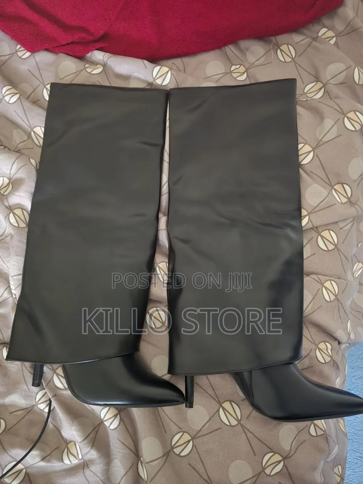 Women Black Pointed Toe Slim Heel Knee High Boot