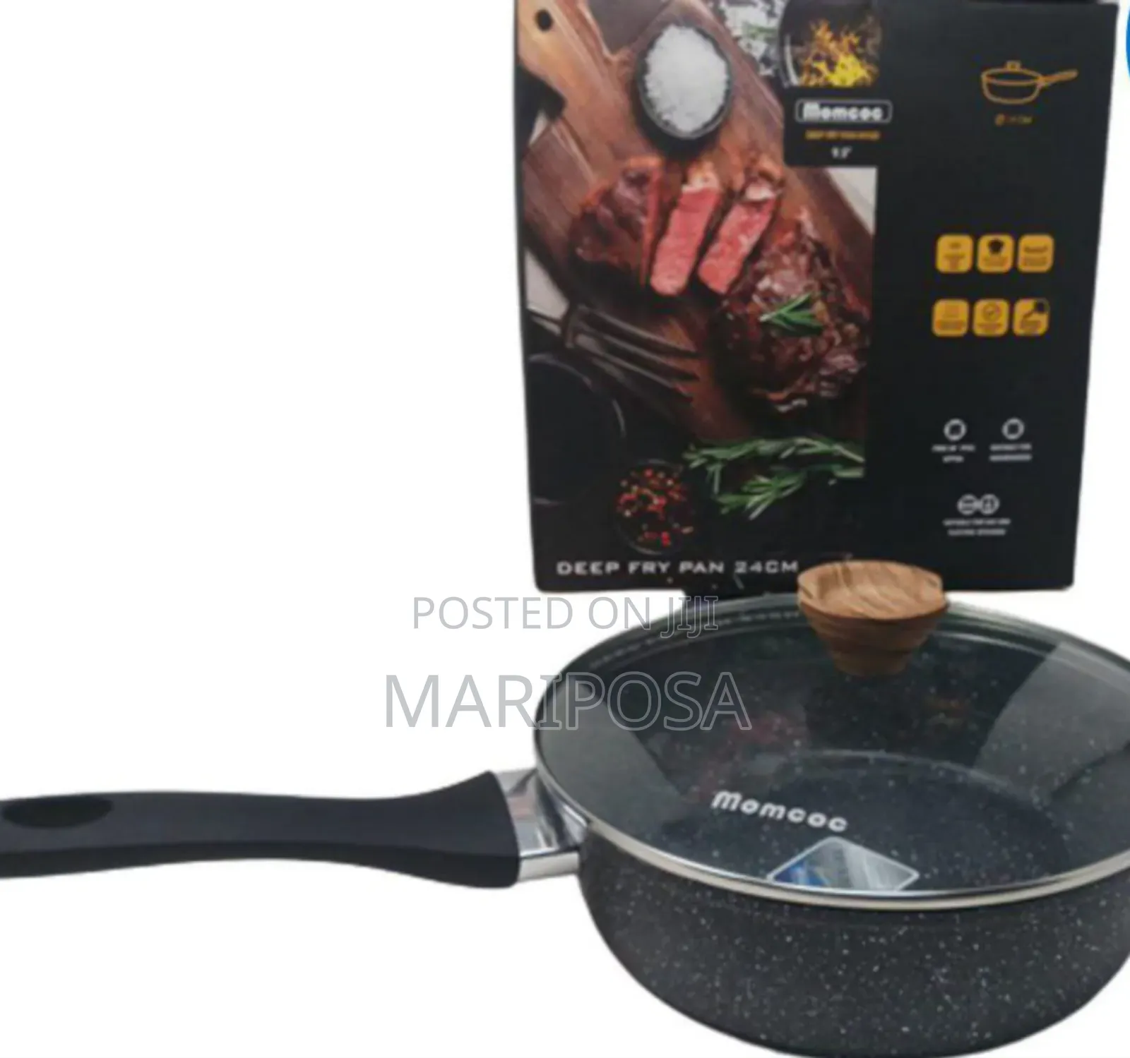3pcs Momcoc Deep Fry Pan With Lid