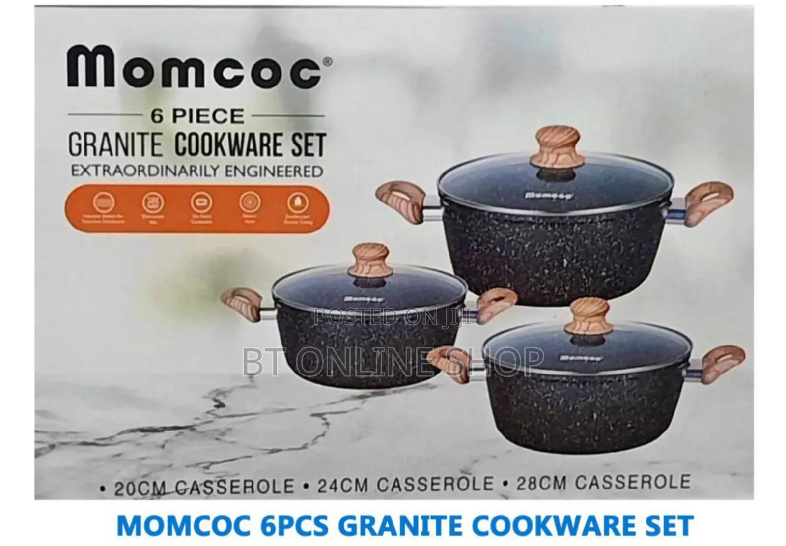 Momcoc 6pcs Granite Cookware Set