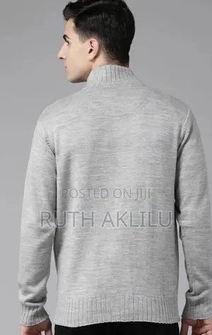 Grey Front Open Mens Sweater