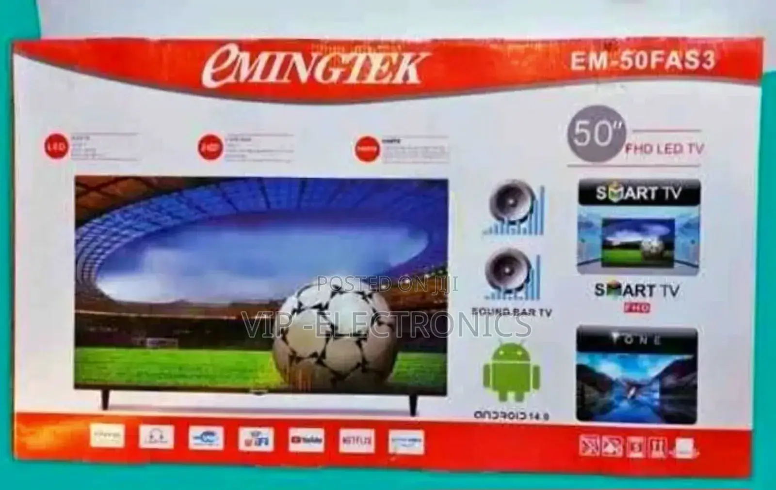 Emingtek 50 Inch Tv Smart Uhd Android 14.0 Frameless New 2025 Tv