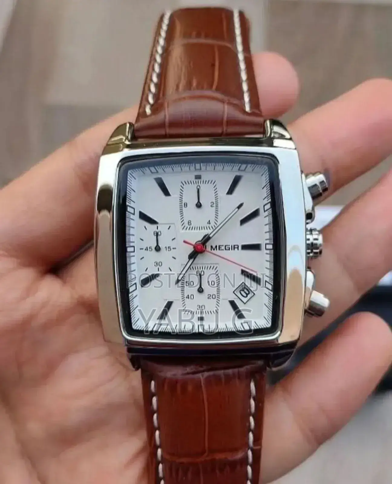 Megir Square Men's Watch Rectangular Men's Chronograph Watch