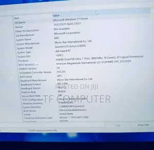 New Laptop MSI Summit E14 Flip Evo 16GB Intel Core Ultra 7 SSD 1T