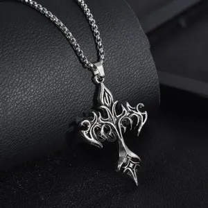 Gothic Flame Cross Necklace