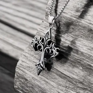 Gothic Flame Cross Necklace