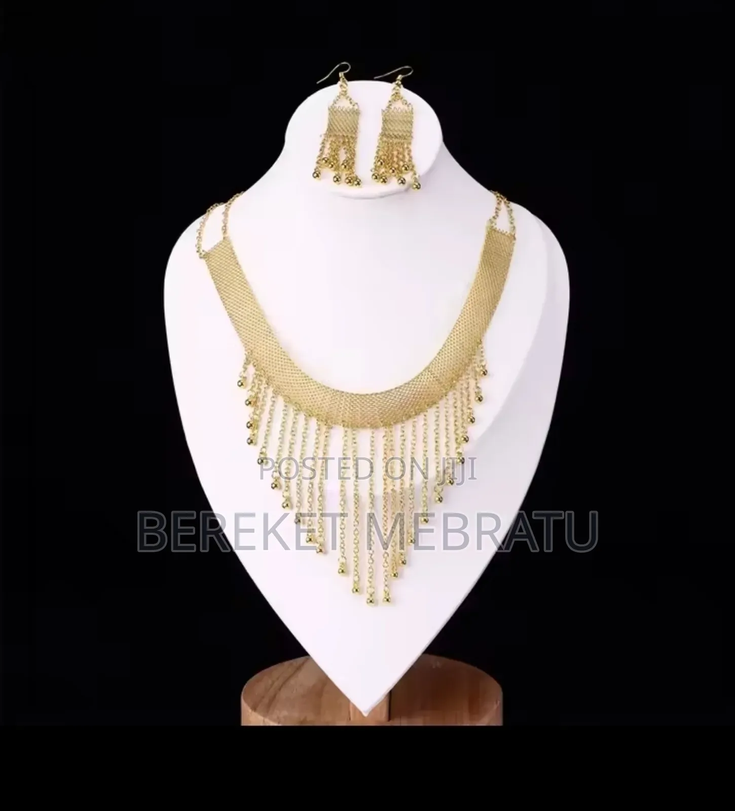 Dubai Gold Bridal Jewelry Set Fringe Pendant Gold-plated Necklace