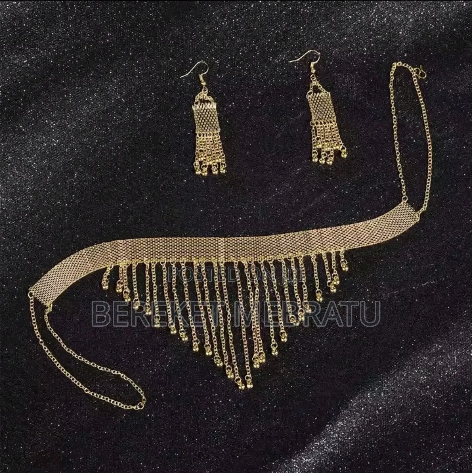 Dubai Gold Bridal Jewelry Set Fringe Pendant Gold-plated Necklace