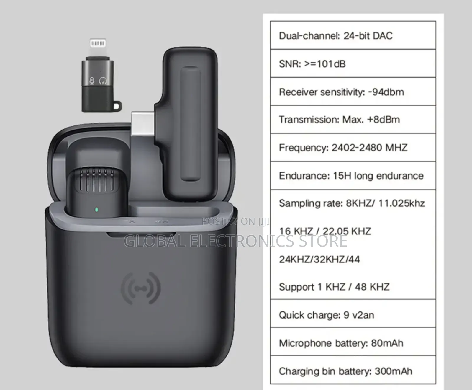 20 Meter Hd Radio Mic With Charging Case Wireless Collar Clip Live Mic