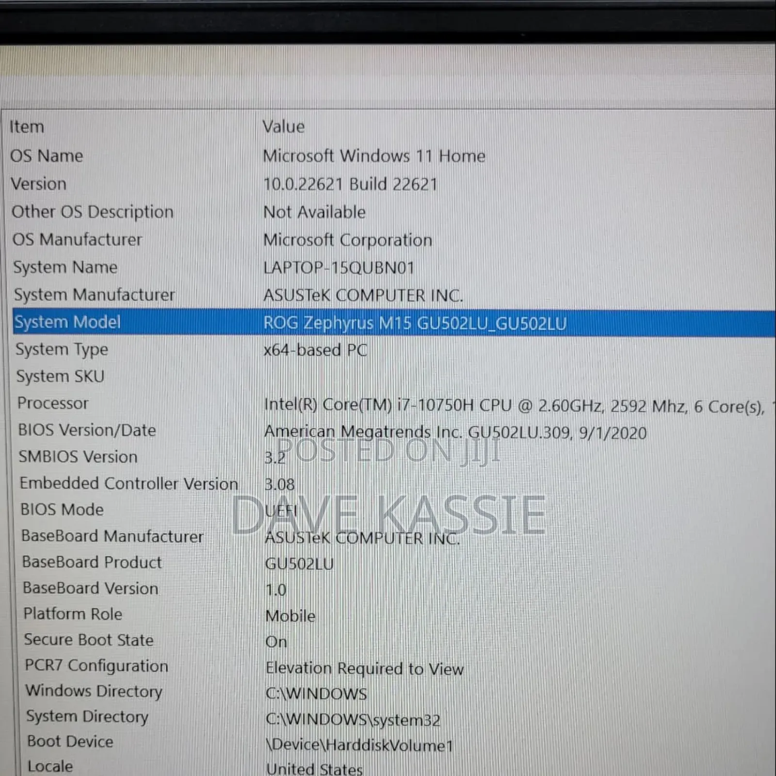 New Laptop Asus ROG Zephyrus M15 GU502LU 16GB Intel SSD 512GB