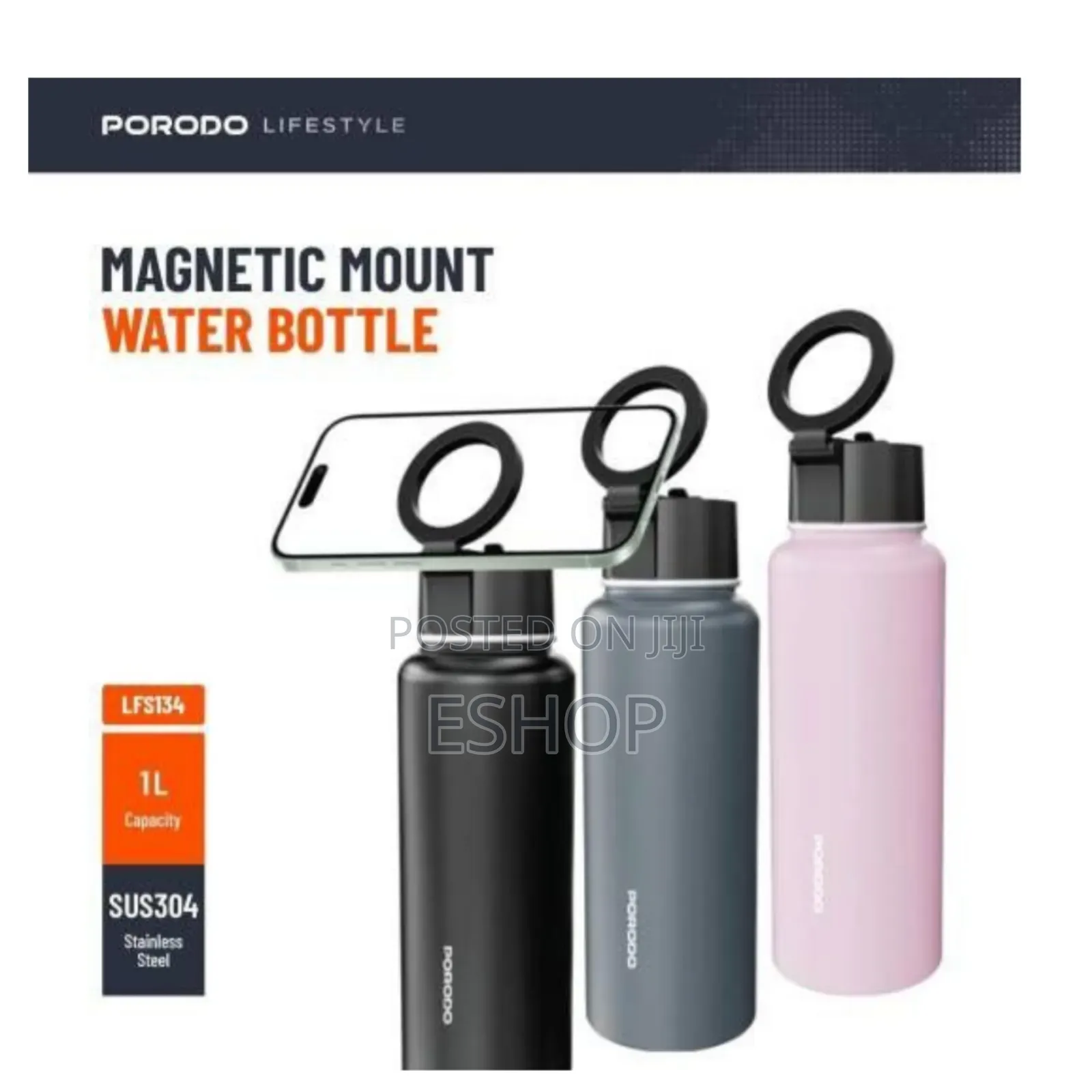 Porodo Work Travel Water Bottle - Magnetic, Insulated, Convenient