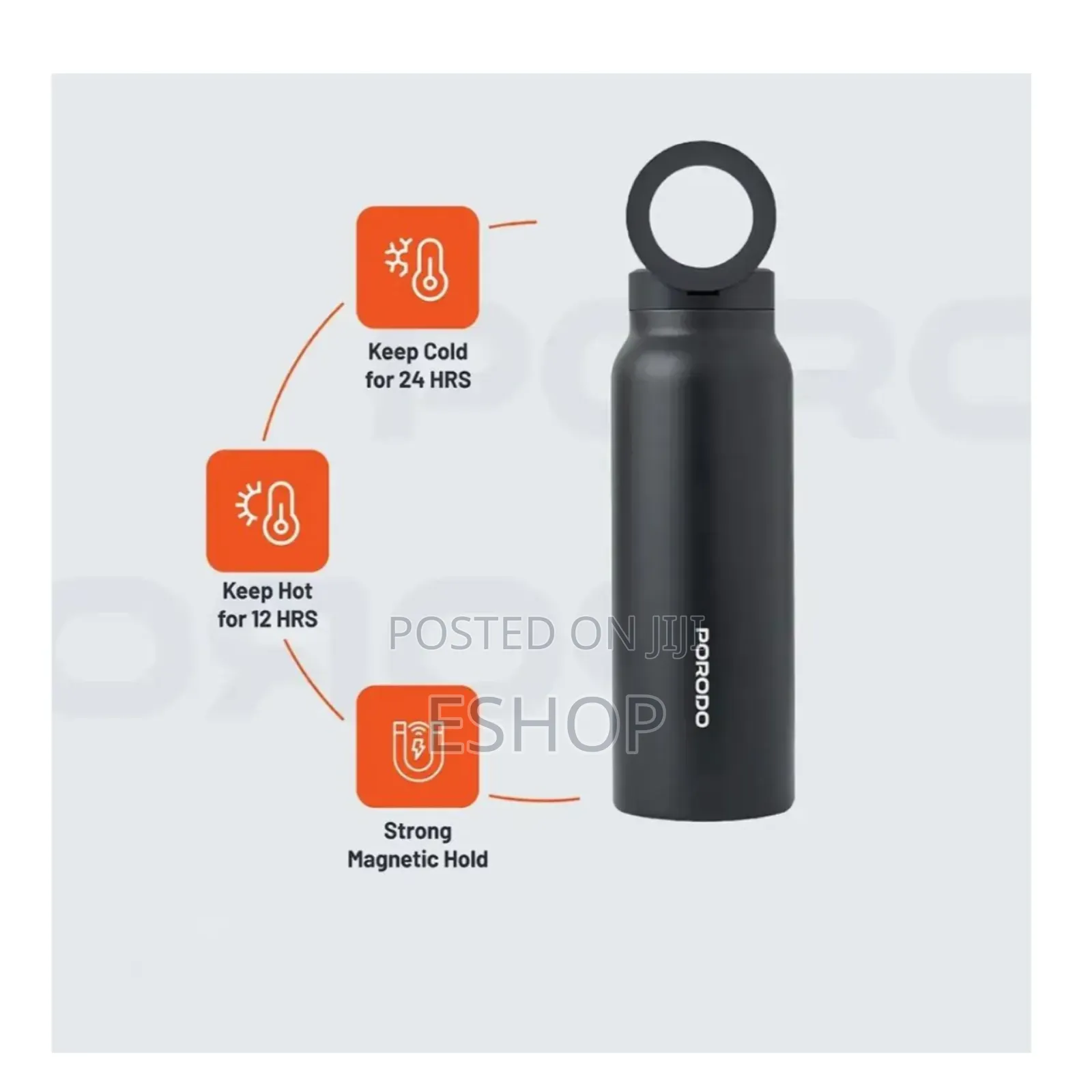 Porodo Work Travel Water Bottle - Magnetic, Insulated, Convenient