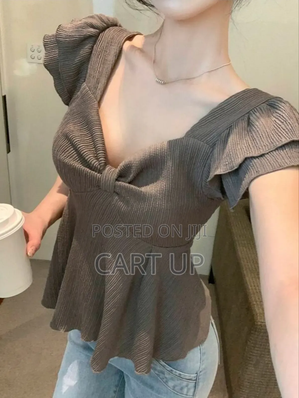 Casual Loose Ruffle Trim Top