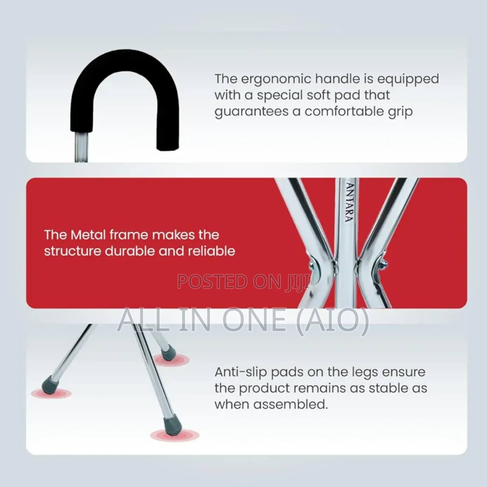 Foldable 3 Legged Walking Stick