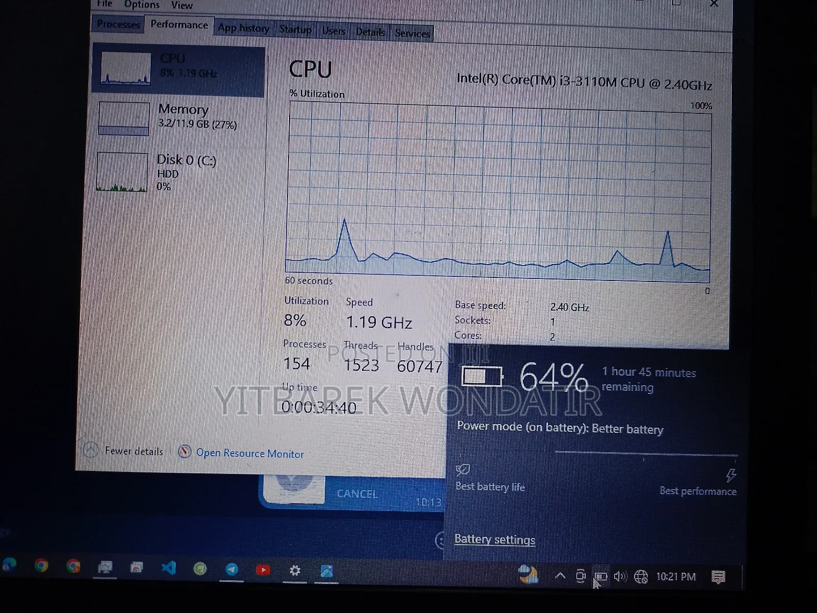 Laptop Toshiba C50 12GB Intel Core I3 HDD 500GB