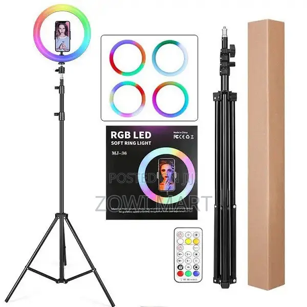 Mj-36 Rgb Ring Light Colorful Lighting With Stand Phone Holder