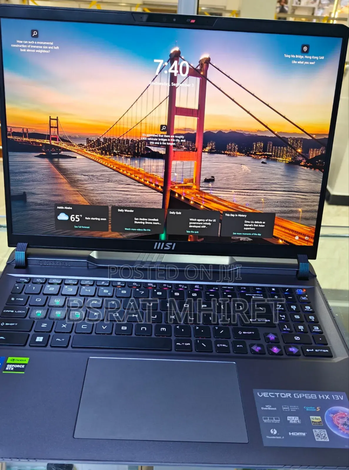 New Laptop MSI Vector GP68 HX 13V 16GB Intel Core I9 SSD 1T