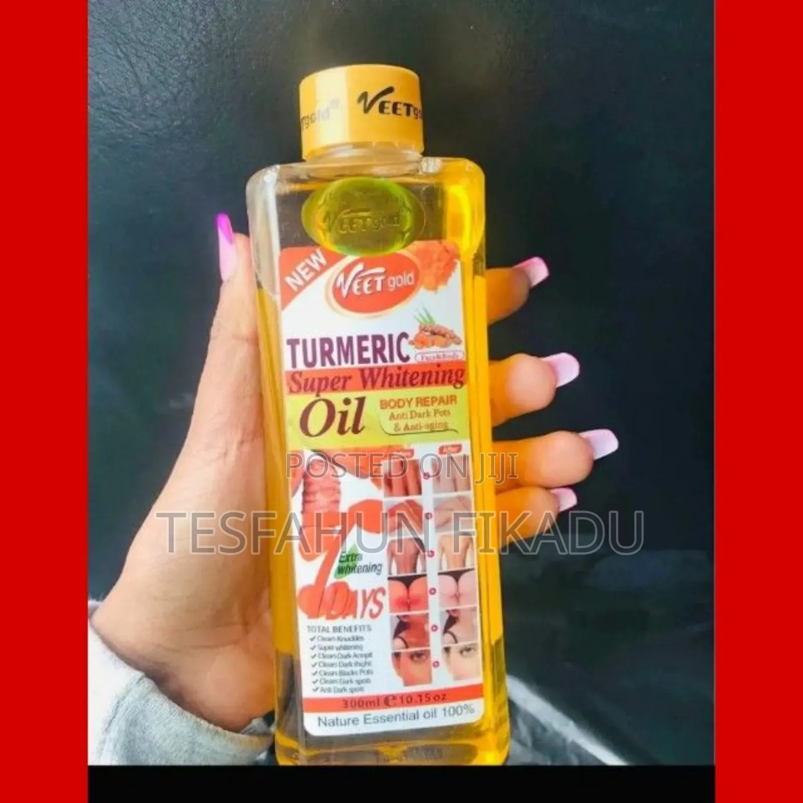 እጅ፣ ብብት፣ ነጠብጣብ: እግር – ሁሉንም በአንድ የሚያቀላ ! Turmeric Whitening Oil