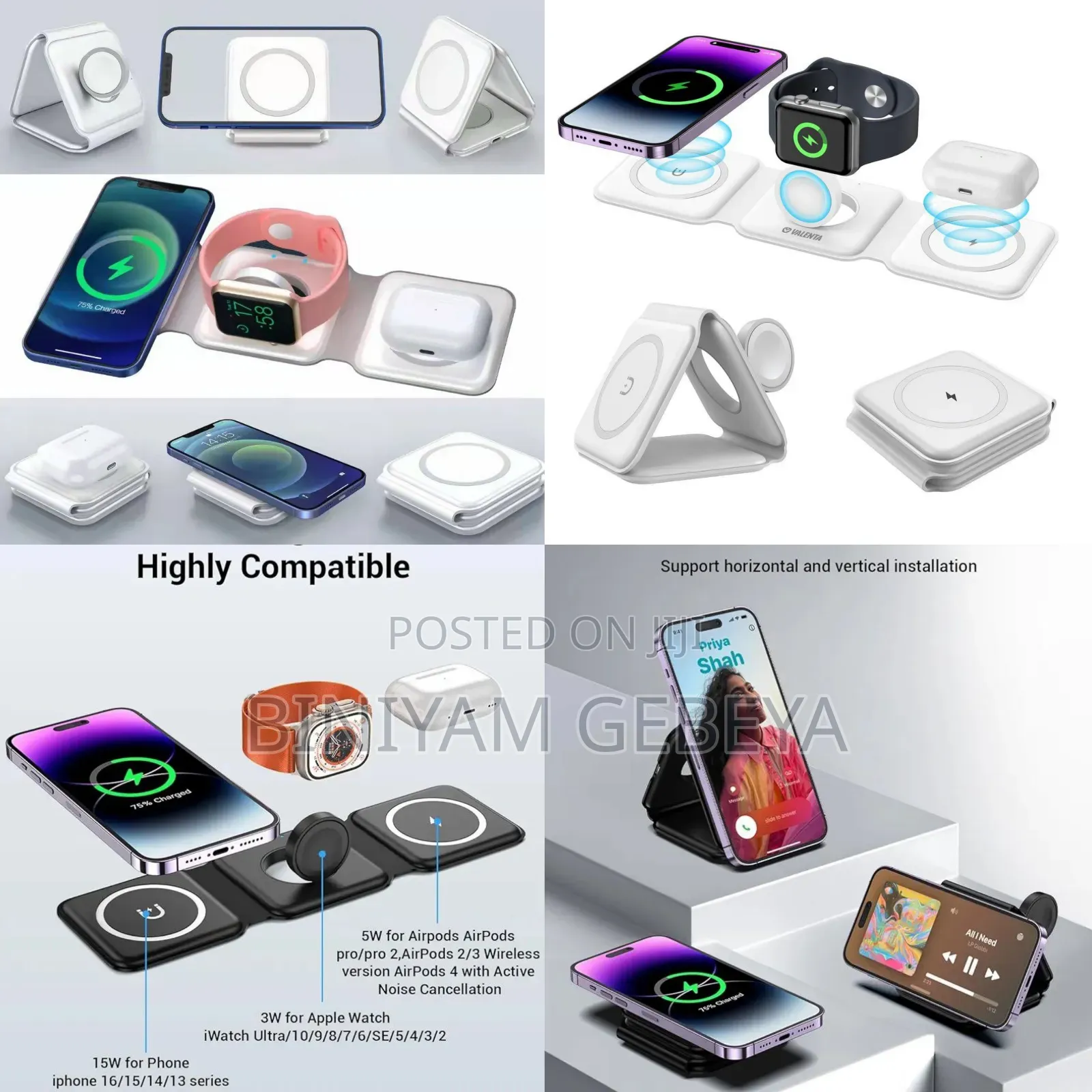 New Foldable 3-in-1 Wireless Charging Stand iPhone,Watch, Airpods