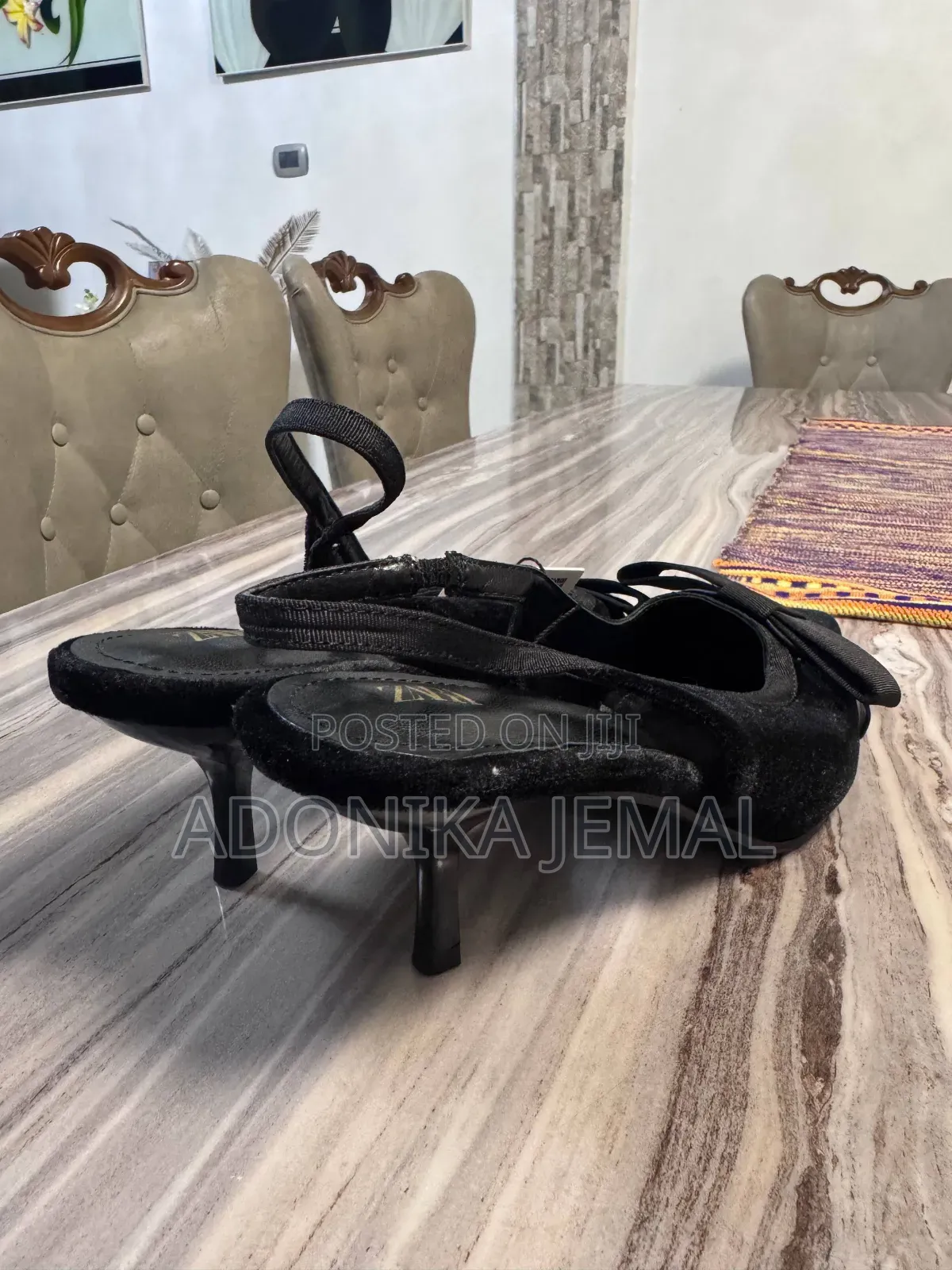 Zara Black Heel Shoes With Bow