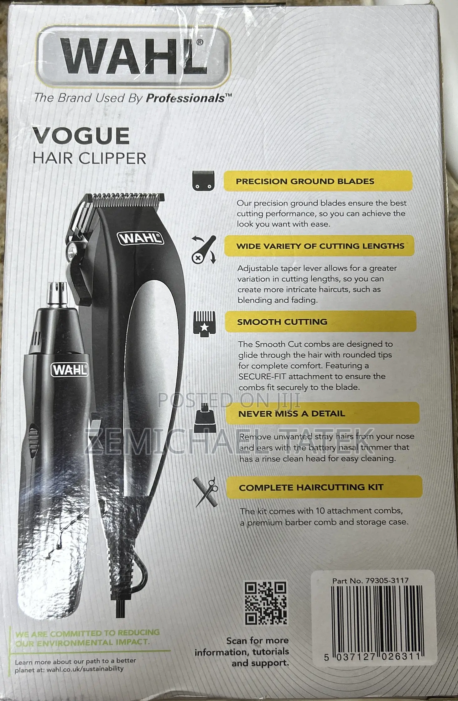 Wahl Hair Clipper With Nose Trimmer, Travel Case, Straight From London