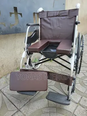 Toilet Wheelchair嗣፭wheelchair❩❨ዊልቼር+Capacity 150kg- Color (Black)