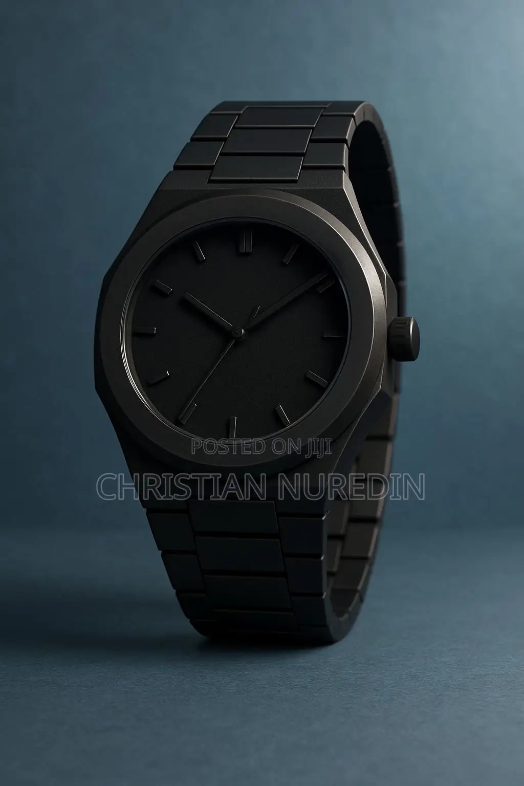 Mat Black Arabic Watch
