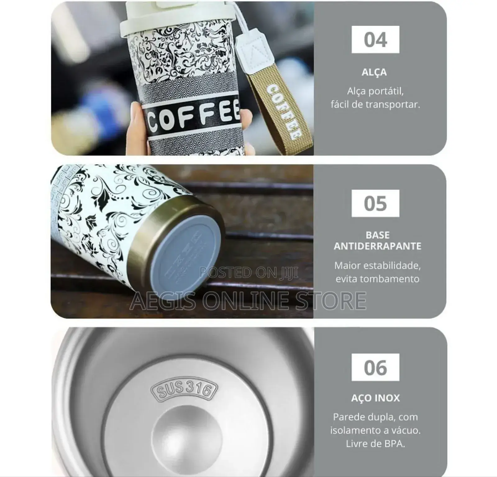 Stainless Still Coffee Mug With Straw