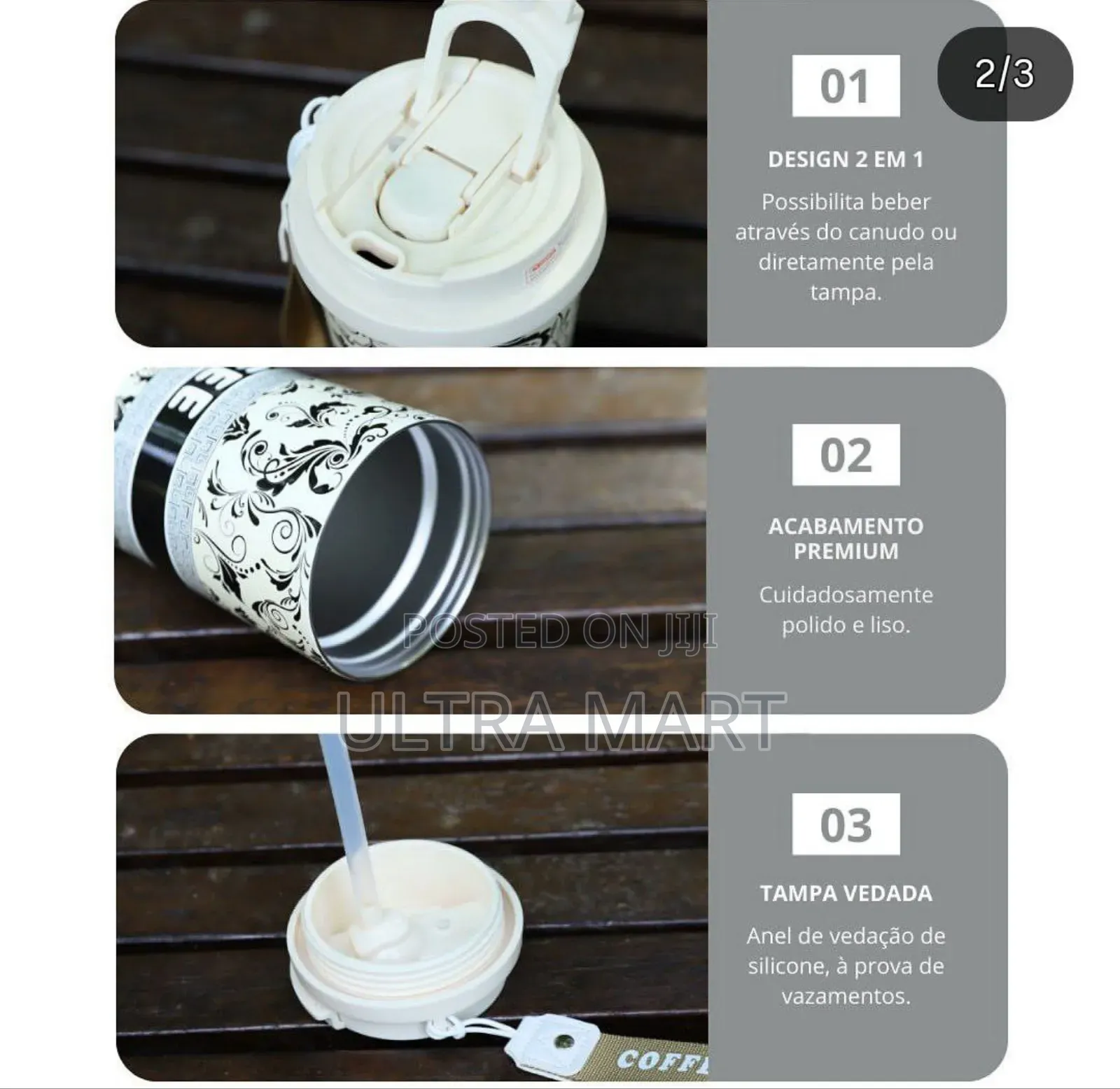 Stainless Still Coffee Mug With Straw