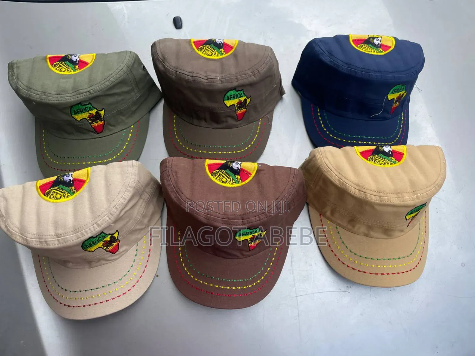 Cap With Embrodery of Haile Selassie and Africa Map