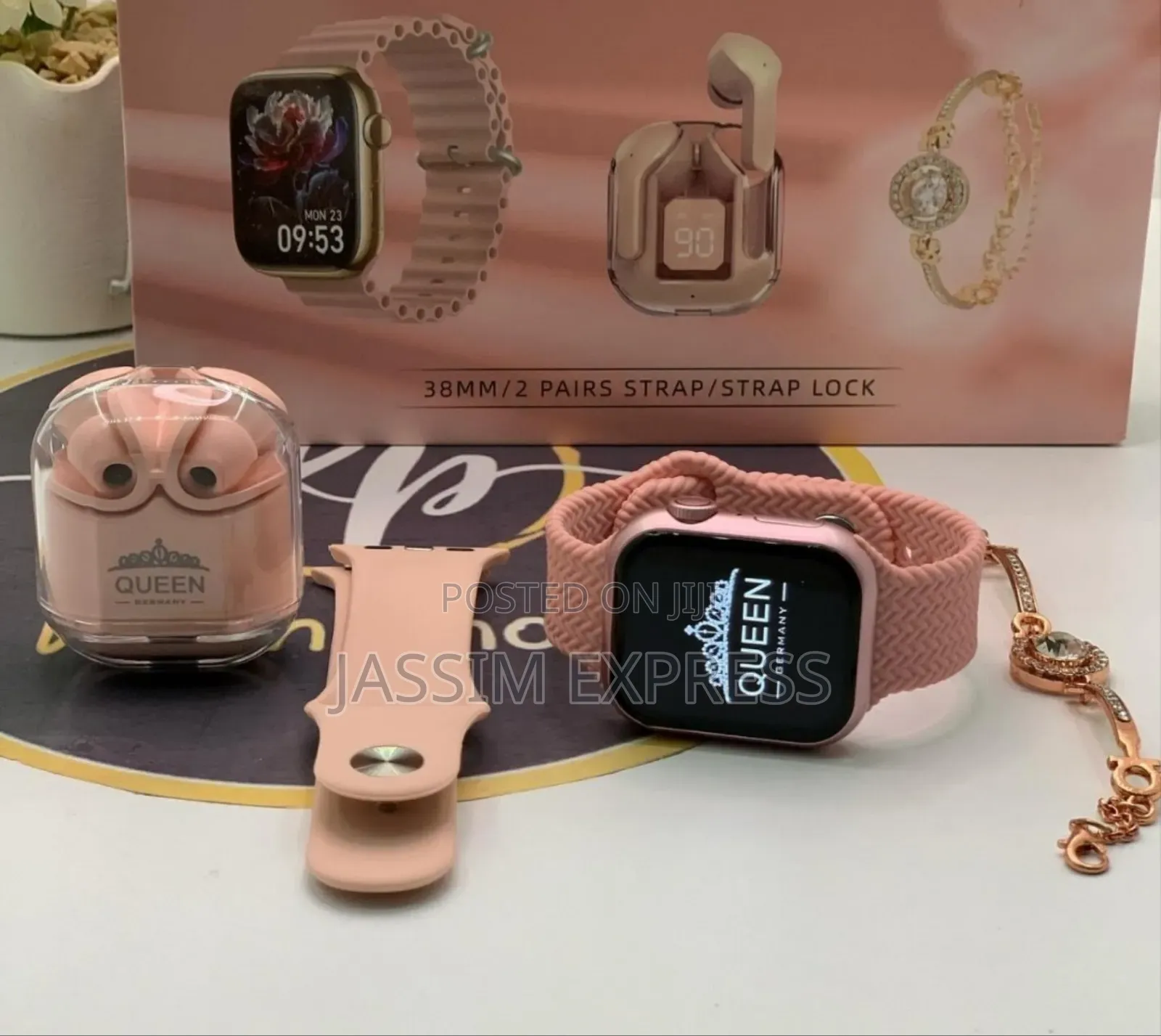 እጅግ ልዩ የሆነ የሴት Combo (Smart Watch + Airpods + Braclet ) ጀርመን Brand