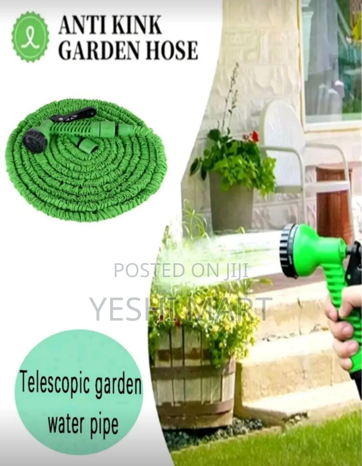 Expandable Garden Hose With 7-Function Spray Nozzle Set - , Spigot