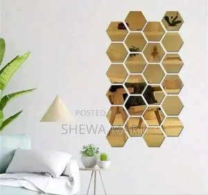 Photo - Hexagonal Mirror Wall Stickers, Self-Adhesive Removable Acrylic Home