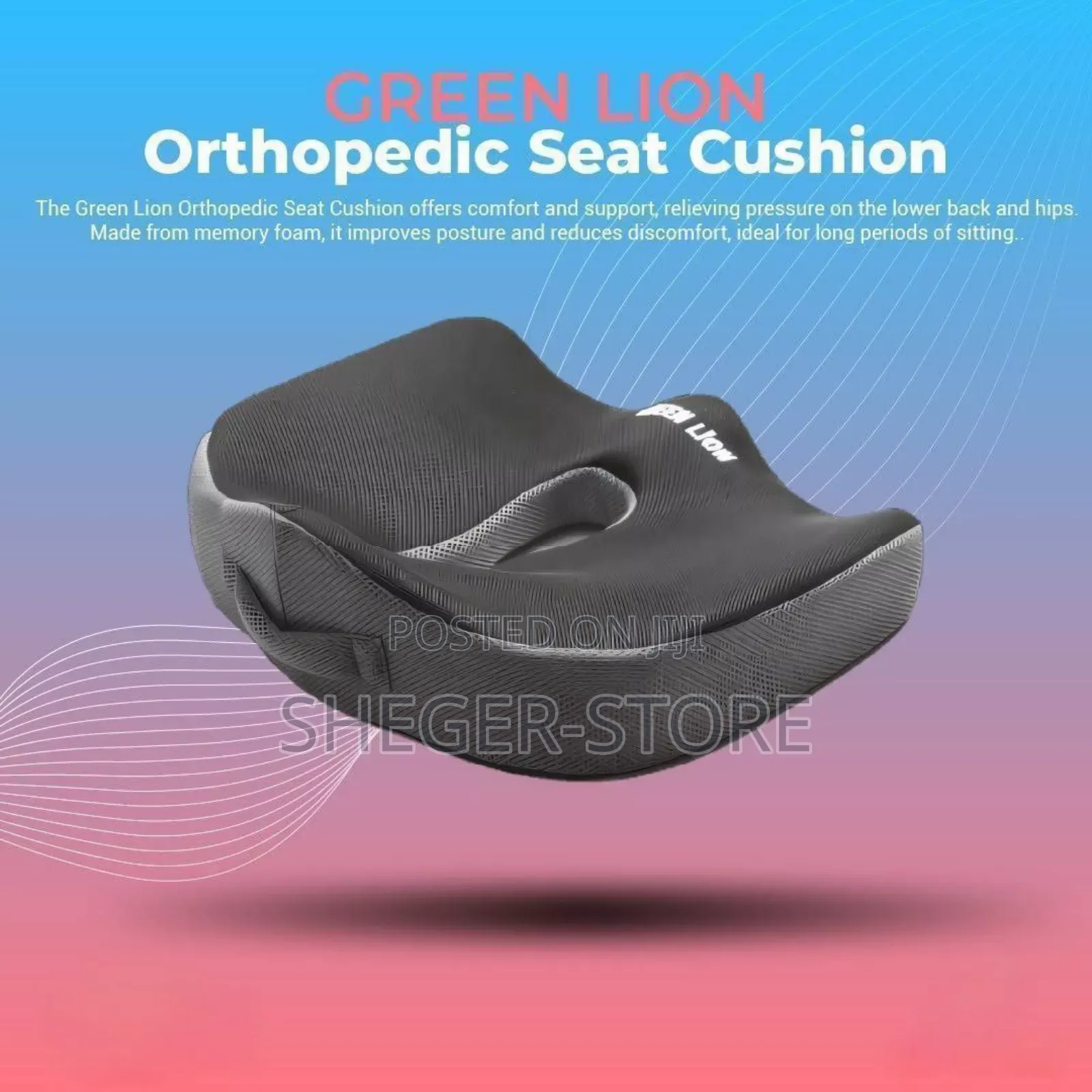 Green Lion Orthopedic Seat Cushion(Pain-Free Sitting and Good Posture)