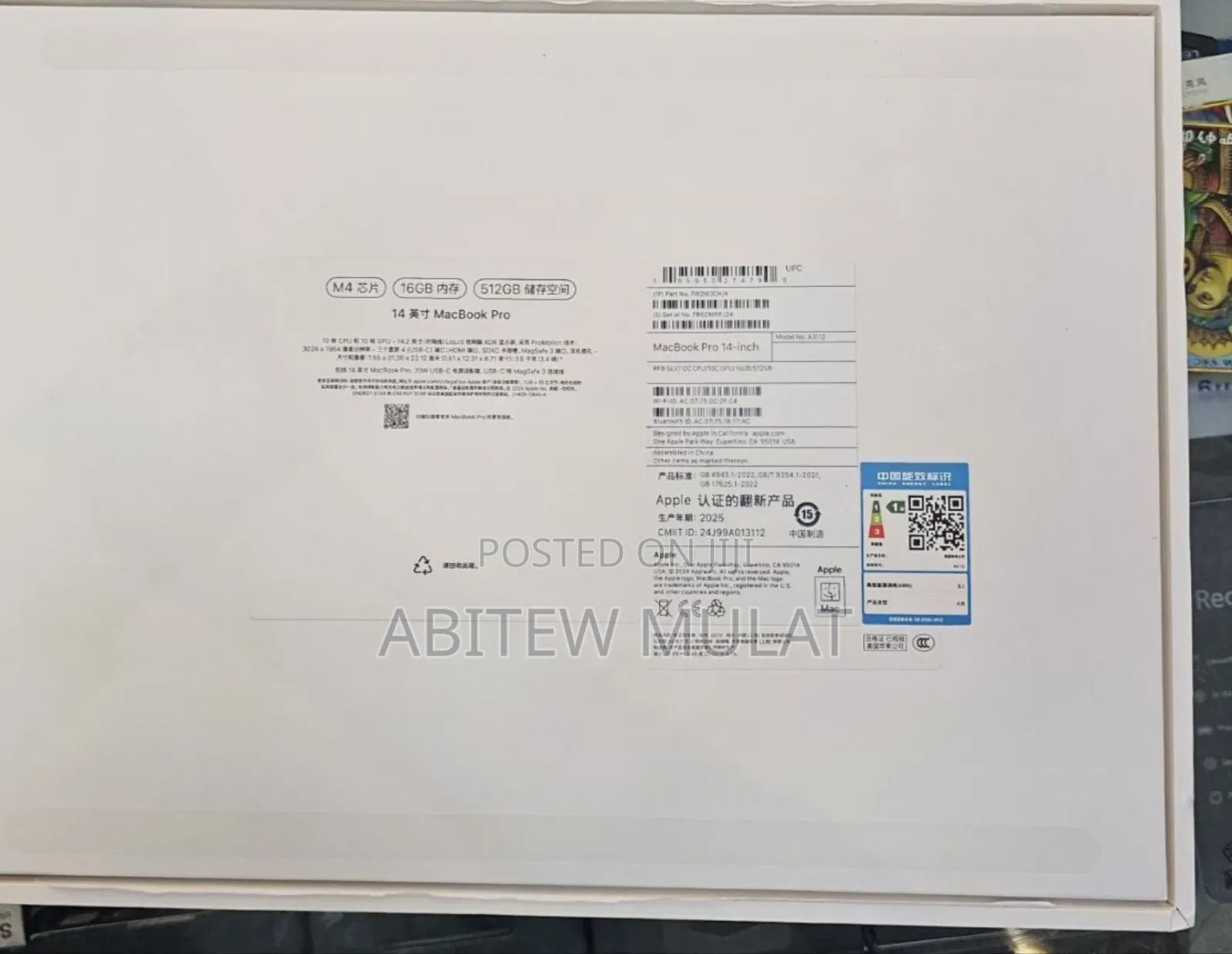 New Laptop Apple MacBook Pro 2024 M4 14-Inch 16GB Apple M4 SSD 512GB