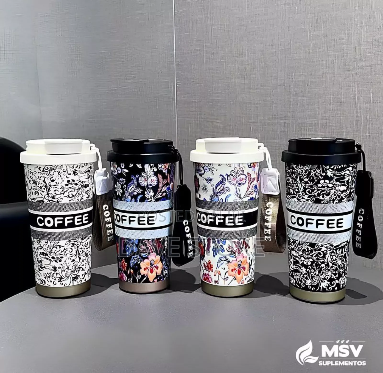 Stainless Still Coffee Mug With Straw