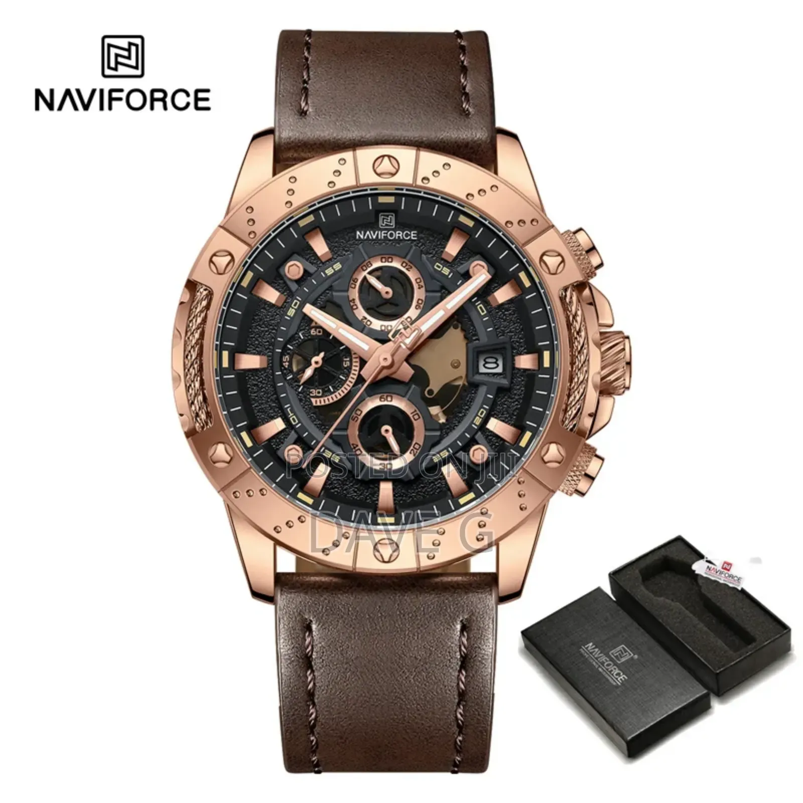 Naviforce Nf8055 Men Watch Luxury Brand Quartz Watches Genuine Leathe